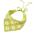 Q&Y 2026 New Fashion Summer Beach Handmade Knitted Bandana Women Daisy Floral Hair Scarf Crochet Triangle Headbands for Girls