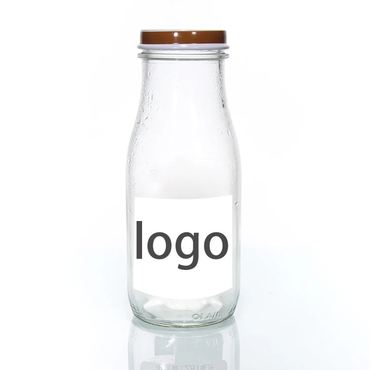 IDEA Glass Milk/Juice Bottle with Customizable Color Screw Cap Various Sizes 100ml-1L Clear Food Grade