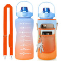 2l water bottle with sleeves half gallon gym jug with storage sleeve and phone holder 2025 popular