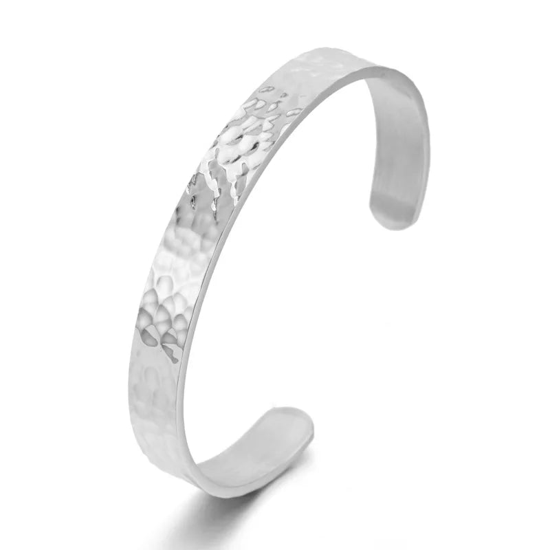 Wholesale Fashion Stainless Steel Couple Textured Wide Cuff Bangle Bracelet