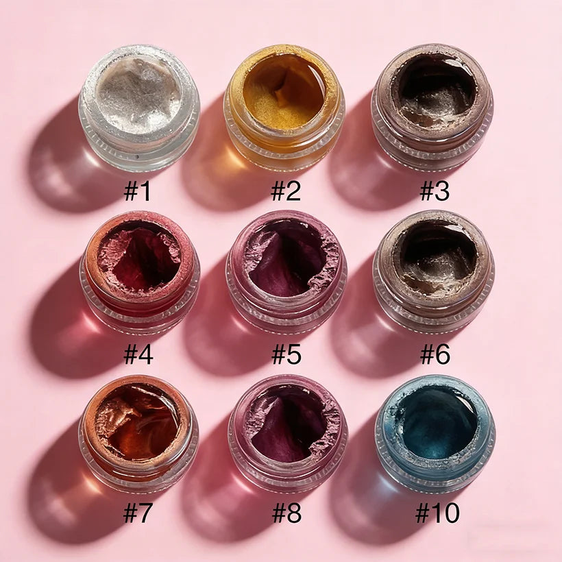High Pigment Silky Jelly Eyeshadow Private Label Wet Luminous Finish Waterproof Single Color Metallic Glitter Shimmer Light Dark
