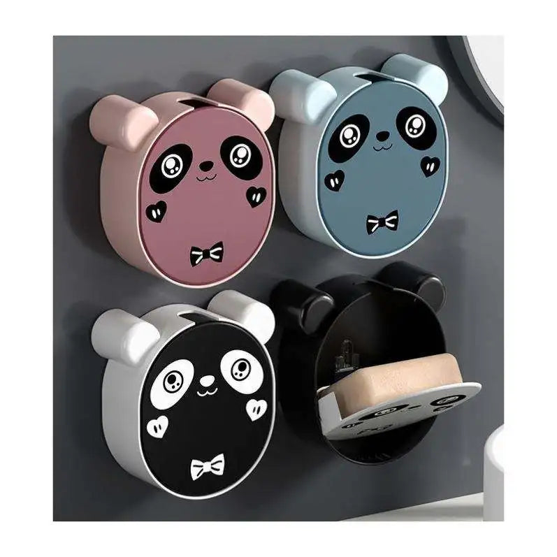 Bathroom Cartoon Little Panda  Drainage Soap Box  Punch-Free Wash Storage Rack for Household Bathroom Soap Dishes