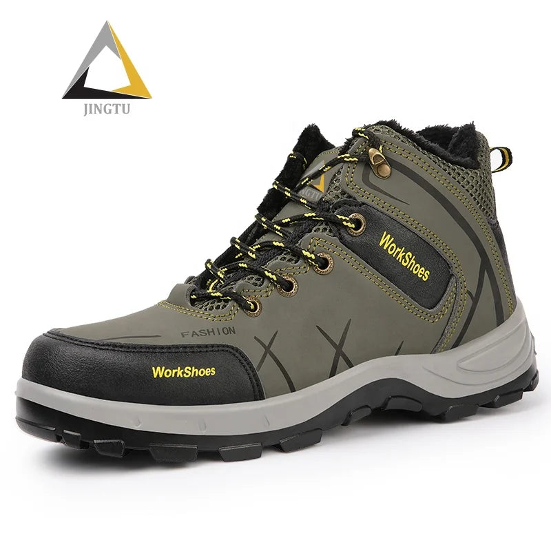 JINGTU Outdoor Safety Shoes Winter Warmth Steel Toe Safety Shoes for Men