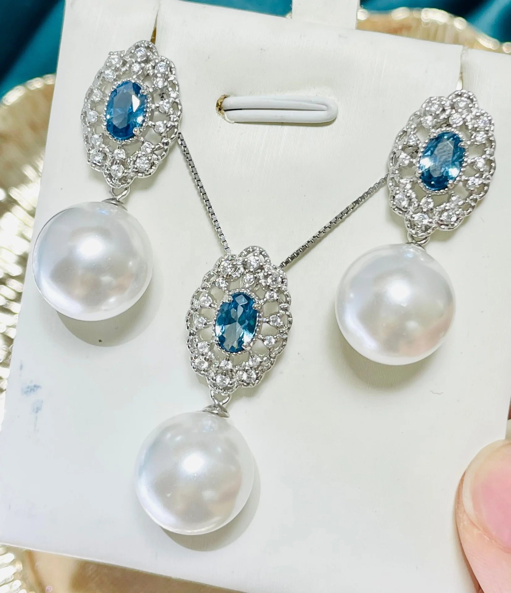 JW122 11-12mm DIY Natural Real Freshwater Pearl Set Charm Accessories 925 Sterling Silver Gold Plated Jewelry Set for Women