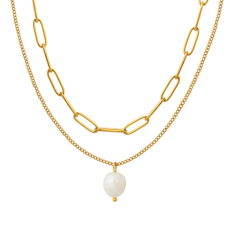 Hot Selling Freshwater Pearl Pendant Chain Necklace Women's Collarbone Chain Necklace