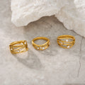 NEW SNAKE THREE LAYERS STAR ZIRCON VINE RING Dazan Winter HOT INS 18k PVD Gold Plated Stainless Steel Luxury Lady Jewelry Set