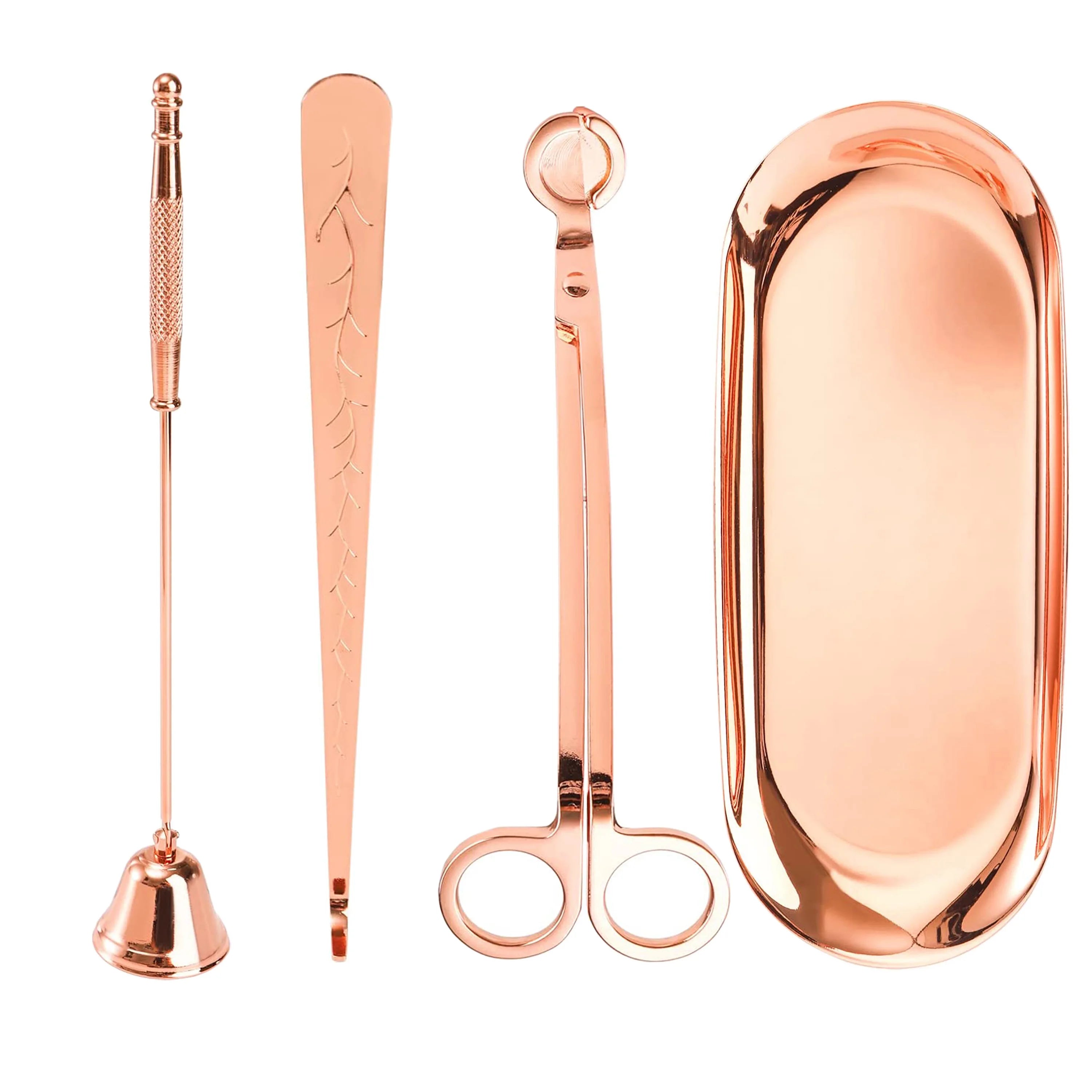 Jusuo 4 in 1 Candle Accessory Set - Candle Wick TrimmerCandle SnufferCandle Wick Dipper & Storage Tray Plate Candle Care Tools