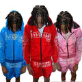 OEM Wind Breaker Sets Windproof Men Custom Polyester Track Suit Zipper Hoodie and Shorts Two Piece Set Tracksuit