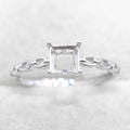 Sterling Silver 5*5mm Semi Mount Ring Square Shape Empty Frame Blank Claws Setting S925 Base Without Center Stone for Inlay DIY