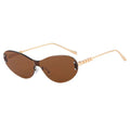 High End Rimless Cat Eye Gradient Lens Sunglasses Custom Logo Luxury Ladies Sunglasses