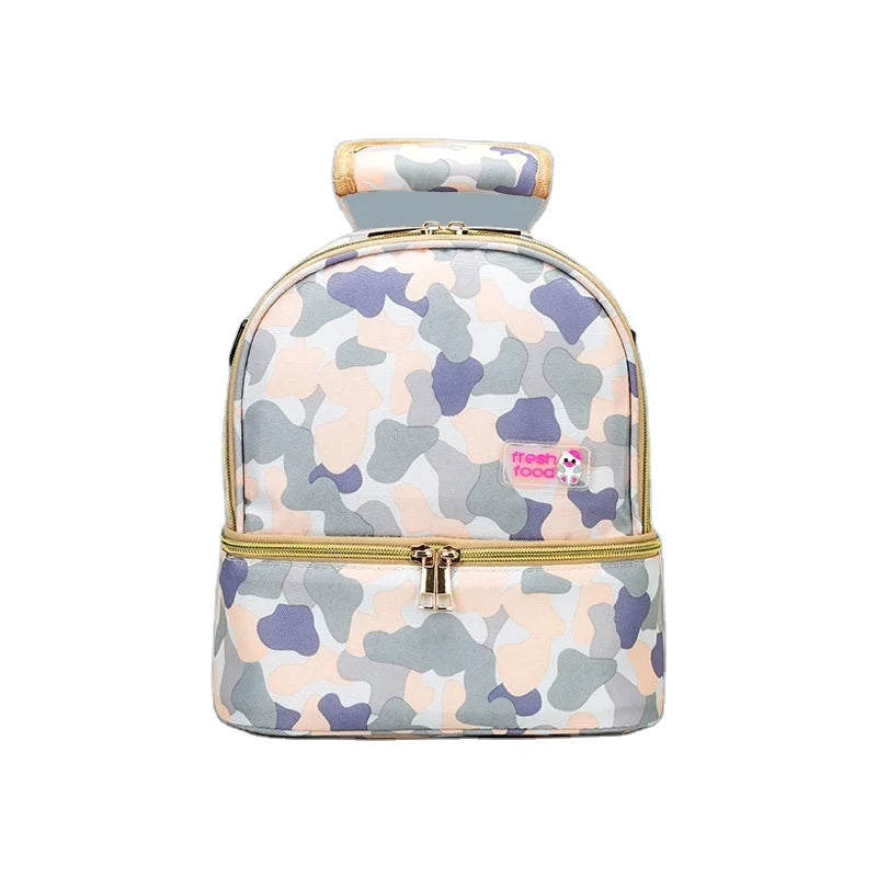 Multi-Layer Insulated Waterproof Fashion Lady School Lunch Bags Set for Kids Adults Women Thermal Cooler