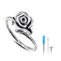 Cremation Jewelry 925 Sterling Silver Oxidized Adjustable Retro Rose Flower Wrap Urn Open Ring