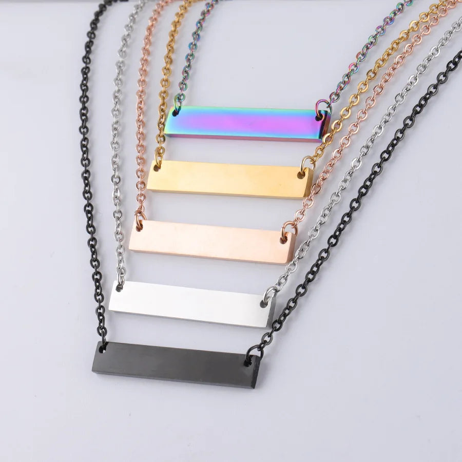 Factory Wholesale Stainless Steel Blank Multicolor Long Bar Pendant Necklace Customized Logo Personalized Engraving Any Symbol