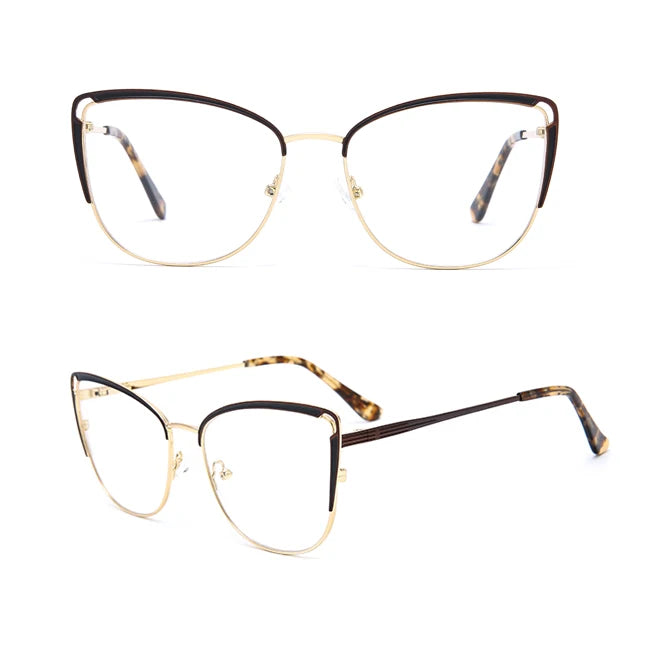 8514 Latest Retro Computer Glasses Frame Spring Hinge Eyeglasses Cat-Eye Metal Optical Glasses Acetate Tip Eyewear 2025