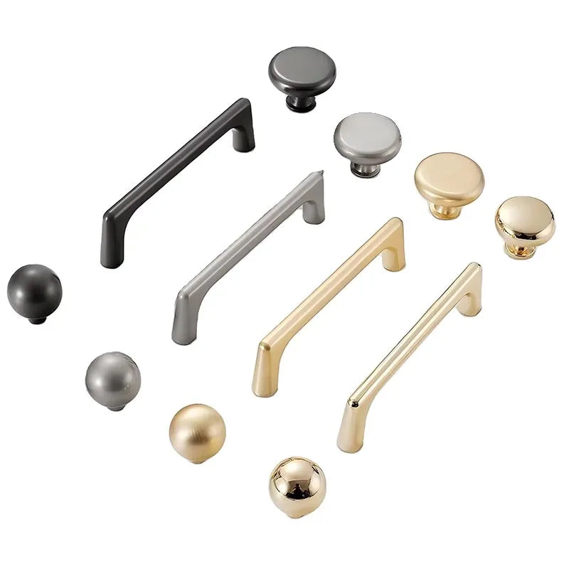 Modern Gold Black Furniture Door Handles Zinc Alloy Cabinet Drawer Knobs Cupboard Pulls for Bedroom Wardrobe Dresser Hotel