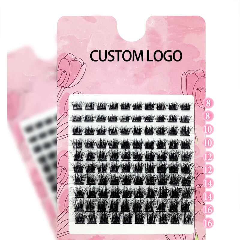 Custom Logo Diy Lash Extension Kit C D Curl Segment Pre-Cut Eyelashes Private Label Mink Fluffy Diy Cluster Lashes Kit