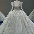 Luxury Beaded Sweetheart Long Sleeve Sparkling Princess Ball Gown Victorian Royal Wedding Dress With Cathedral Xs017