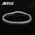 JINSE Women Copper 2021 Gold Plated Fashion Trendy Trending Mens Luxury Jewelry 4mm CZ Tennis Bracelet
