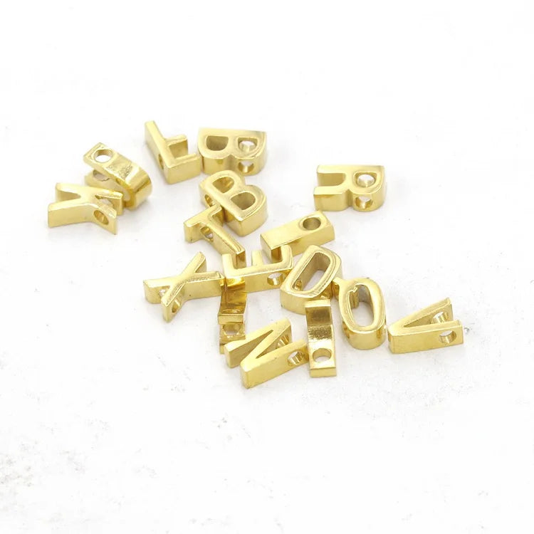 Stainless Steel Jewelry DIY Silver/ Gold/ Rose Gold 10mm Alphabet Initial Letter Charms Pendant Beads