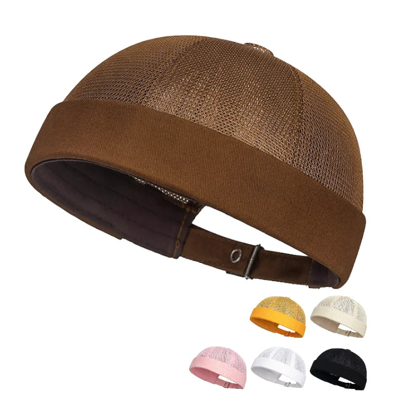 For Wholesale Custom Logo Print Adjustable Mesh Fabric Summer Solid Lightweight Rolled Cuff Skull Beach Cycling Fishing