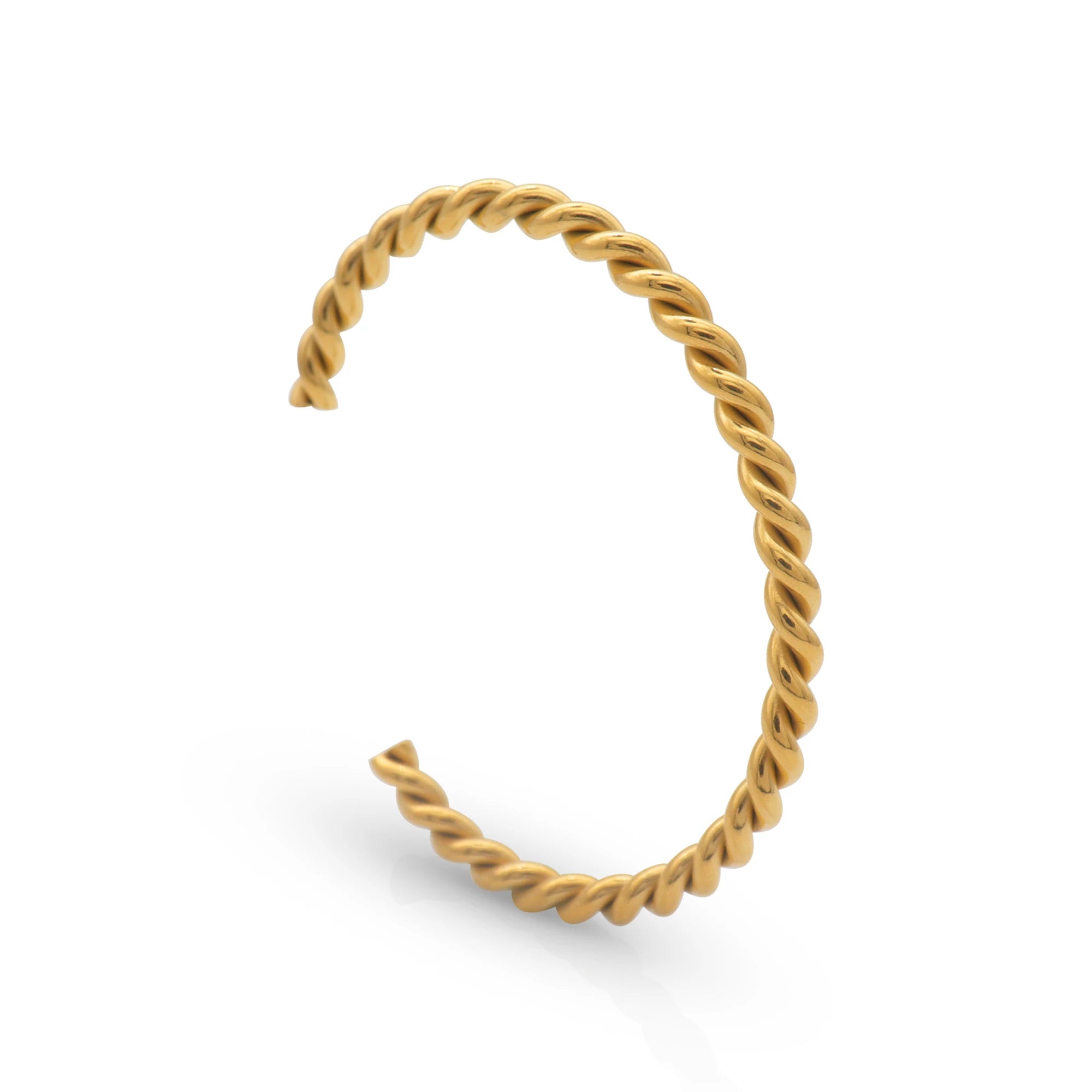 Chris April Trendy Stainless Steel Gold Plated Twisted Double-strand Rope Open Bangle Bracelet