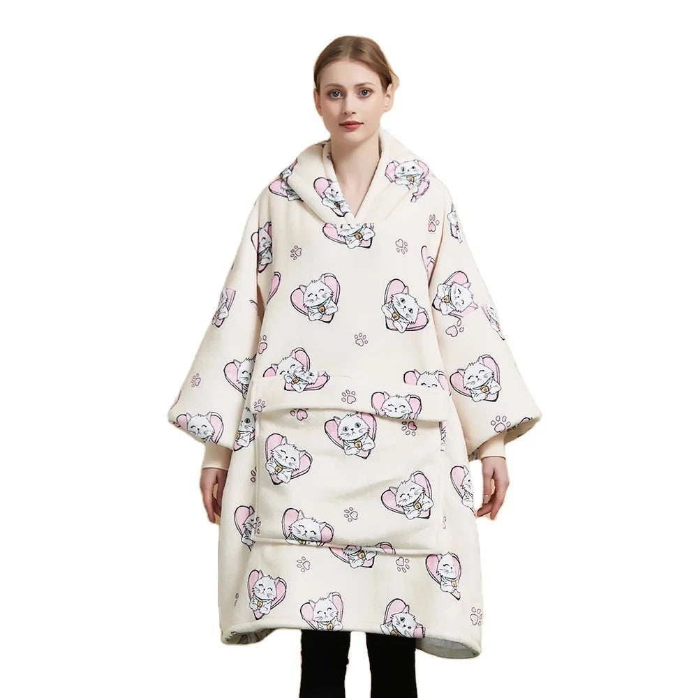 Wholesale Spring Autumn Clothes Hooded Blanket Sherpa Single Layer Fleece Extra Soft Thin Hoodie Sweatshirt Blankets for Adult