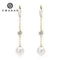 Moissanite Sidestone 925 Sterling Silver Moissanite 925 Sterling Silver 8-9mm Freshwater Pearl Hook Earrings for Women