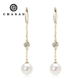 Moissanite Sidestone 925 Sterling Silver Moissanite 925 Sterling Silver 8-9mm Freshwater Pearl Hook Earrings for Women