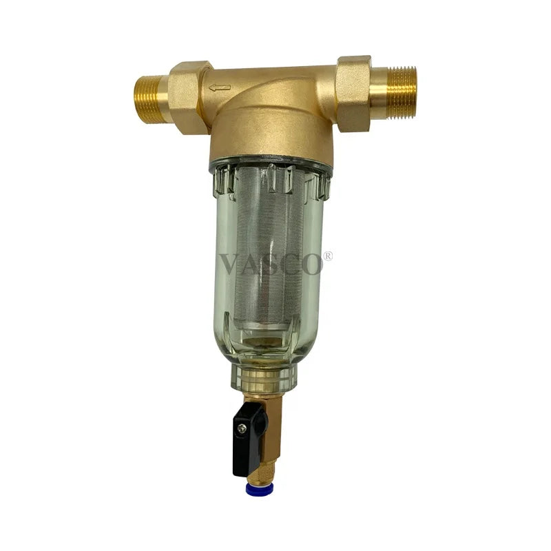 Home Water Manual Cleaning Household Pre-Filtration Copper  Filter Purifier Water Prefilter with Pressure Gauge