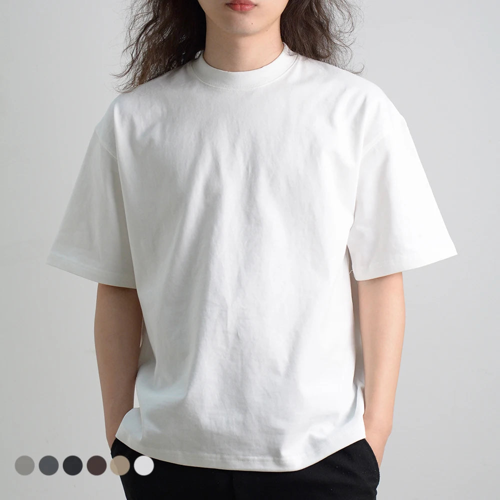 High Quality Men Luxury Custom Heavy 100% Cotton Oversize T Shirt Blank Mock Neck Heavyweight Oversized t Shirt