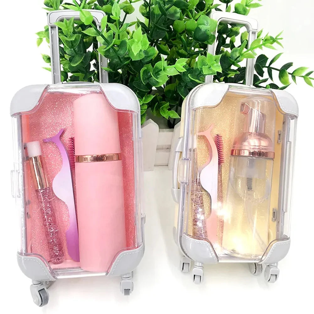 Suitcase Creative Eyelash Box Mink Eyelash Packaging Case False Eyelash Packaging Cute Mini Luggage Suitcase for Makeup Gift