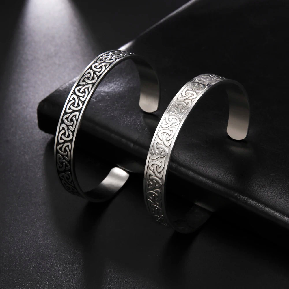 My Shape Stainless Steel Viking Celtics Knot Bangles for Men Women Cuff Bangle Bracelet Femme Wedding Jewelry Pulsera Hombre