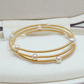 Factory Direct Sale Three-Layer Brass 5-6 mm Freshwater Pearl Bracelet Potato Shaped Winding Steel Bracelets Bangles