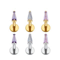 Right Grand ASTM F136 Titanium 16G Trapezoid CZ Labret Stud Earring Geometric Tragus Helix Cartilage Ear Lobe Piercing