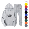 Customized Logo Men's Autumn Winter Hoodie+Pants 2 Pieces Casual Tracksuit Male Sportswear Gym Brand Clothing Jogging Sweat Suit