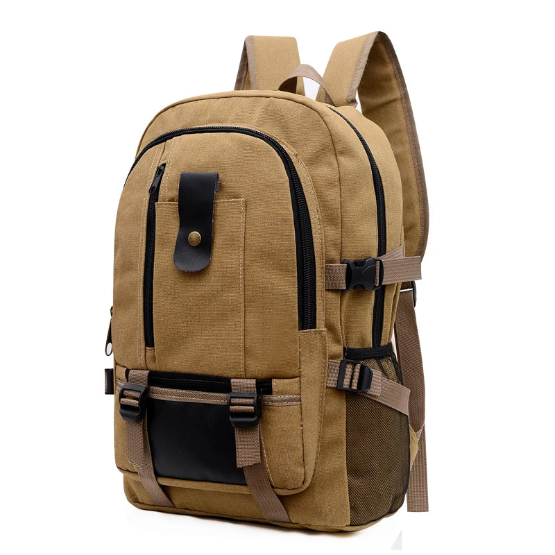 Factory Wholesale Vintage Canvas Backpack Durable Rucksack Travel Bagpack for Men Women Green Backpack