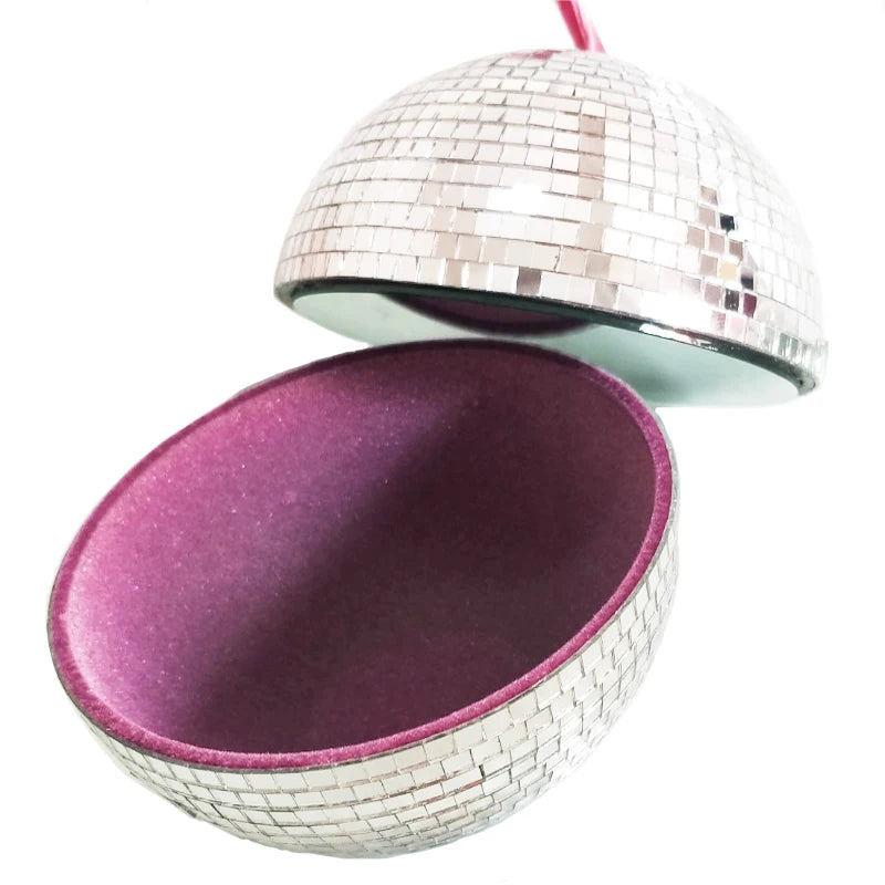 Factory Price New 15cm Disco Mirror Cosmetic Box High Grade Flocking Hand Patched Reflective Spherical Storage Box for Goddesses