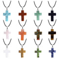 Natural Crystal Stone Cross Stainless Steel Pendant Natural Quartz Stone Pendant Necklace Gemstone Jewelry