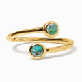 Wholesale minimalism gold plated 925 sterling silver natural gemstone adjustable gold turquoise ring