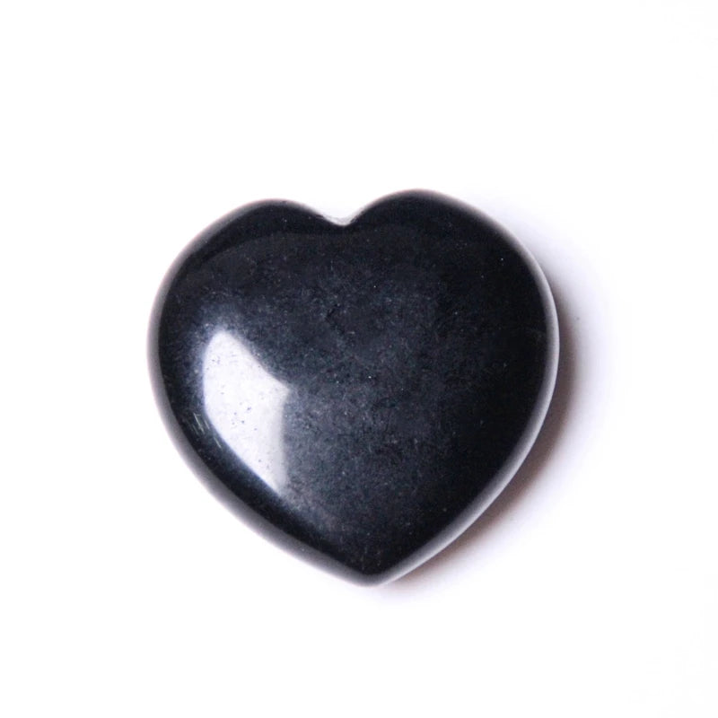 HY New arrivals gemstone carving hearts natural quartz crystal black obsidian love heart stone for home decoration
