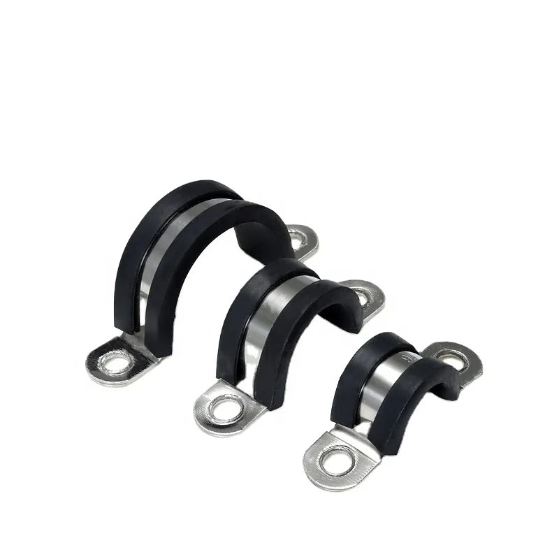 P-type Stainless Steel Metric & Inch U-shaped Saddle Pipe Clamp with Rubber Gasket and Polished Surface