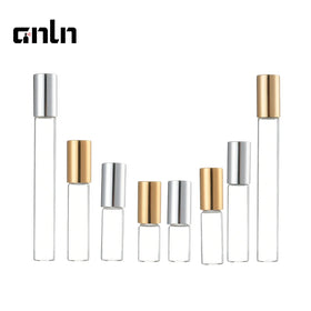 Hot Sale Empty Glass Roller Bottle With Steel Roller Ball Gold Silver and Golden Cap 2ml 3ml 5ml 10ml Roll on Bottles
