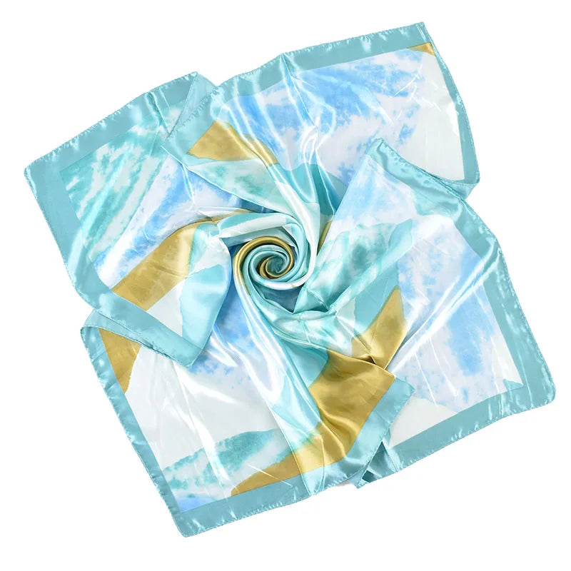 Custom Polyester Silk Scarf New Gradient Scarf Printed 90 Satin High Large Square Scarf Women Versatile Retro Printed Headscarf