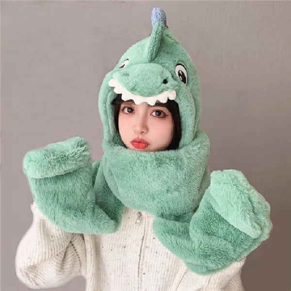 2021 Winter New Cartoon Animal Cute Dinosaur Long Adult Cosplay Plush Funny Hat