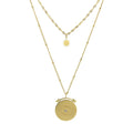 Wholesale INS Double Layered 316L Stainless Steel Stainless Steel Star Zircon Round Texture Pendant Necklace