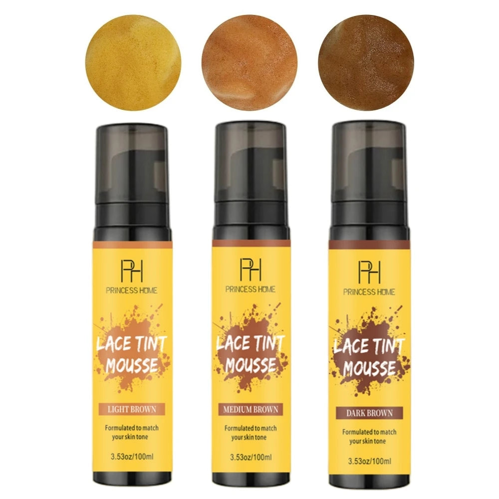 Private Label Natural Finish Skin Tone Lace Tint Mousse Foam Strong Hold Quick-Drying Tinted Lace Mousse for Melting Lace Wigs