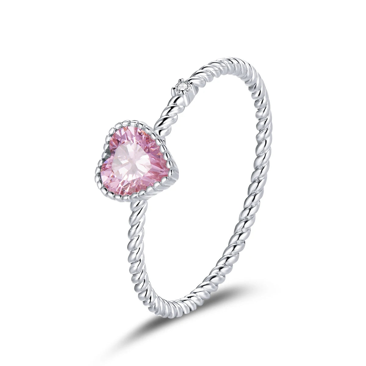 Real 925 Sterling Silver Pink Love CZ Ring for Fashion Women Cute Fine Jewelry 2022 Wedding Accessories Gift BSR157