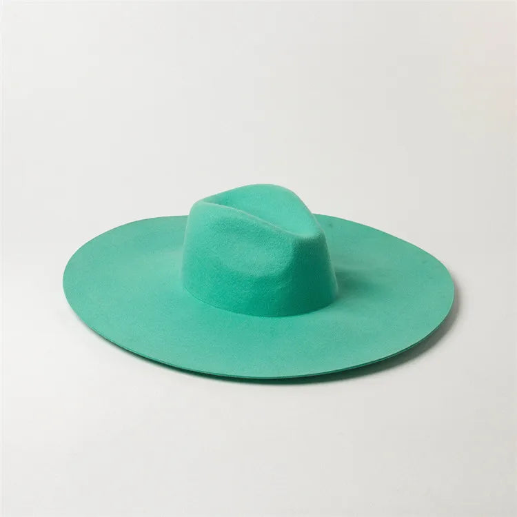 X1263 Unisex Wool Fedora Hats Ladies Fashion Casual Concave Shape Big Brim Jazz Caps Wide Brim Caps Fascinator Hats