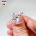 Factory Direct 925 Sterling Silver Women Wedding Rings Pear Cut 7*11mm 3ct Moissanite Engagement Ring