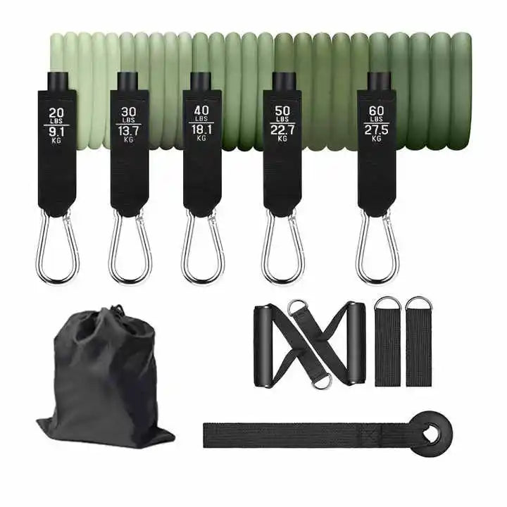 100Lbs 150Lbs 200Lbs 300Lbs Durable Latex Resistance Tube Set - Premium 11 Piece Fitness Bands Tube